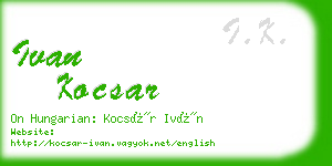 ivan kocsar business card